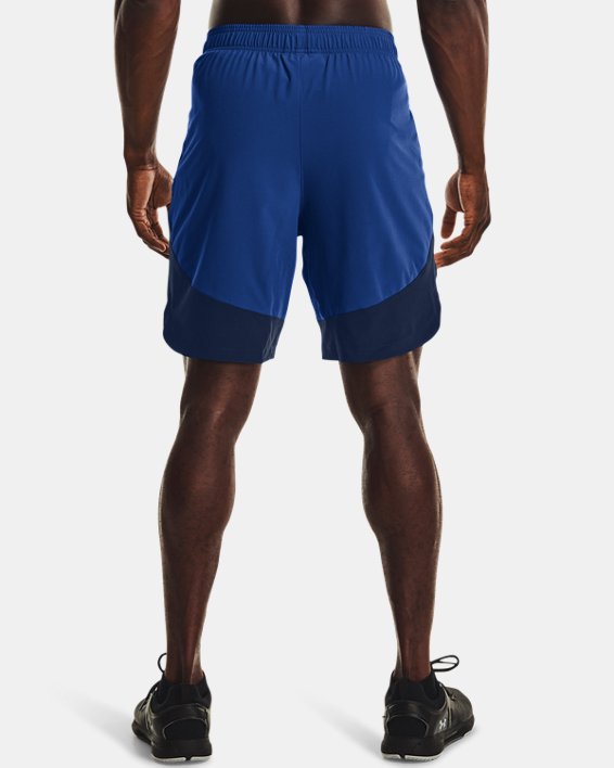 Men's UA HIIT Woven Colorblock Shorts, Blue, pdpMainDesktop image number 1